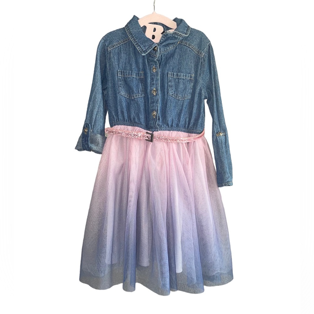 Zunie jean and tulle belted dress